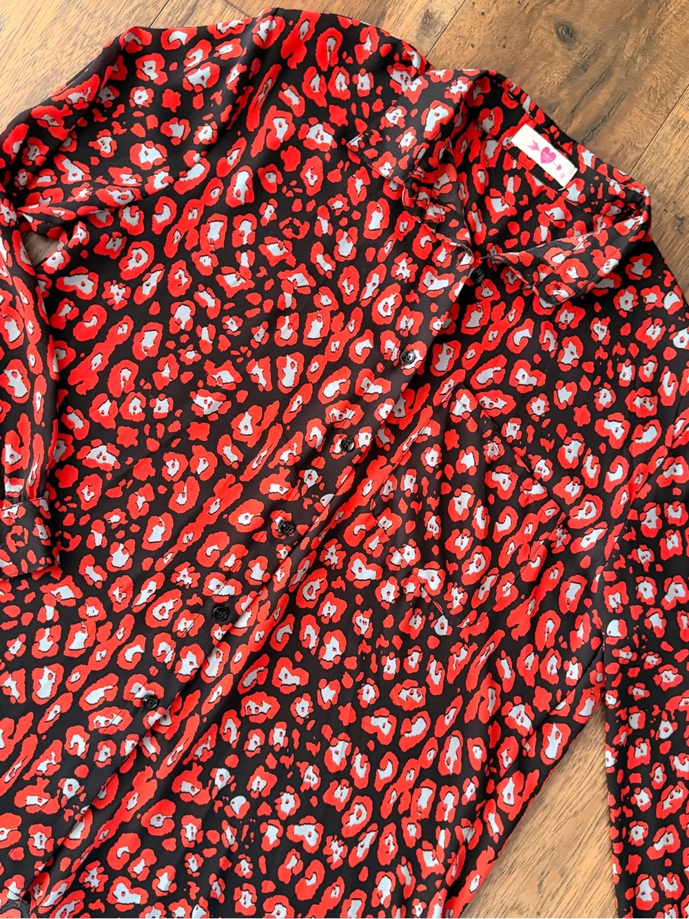 Buddy Love Red and Black Leopard Print Blouse